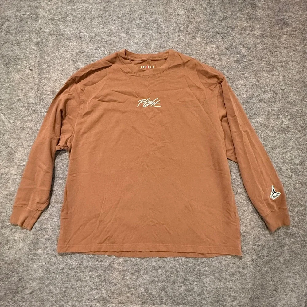 Jordan Flight Mens Long Sleeve T-Shirt Brown DN4427-256 XXL Streetwear Top